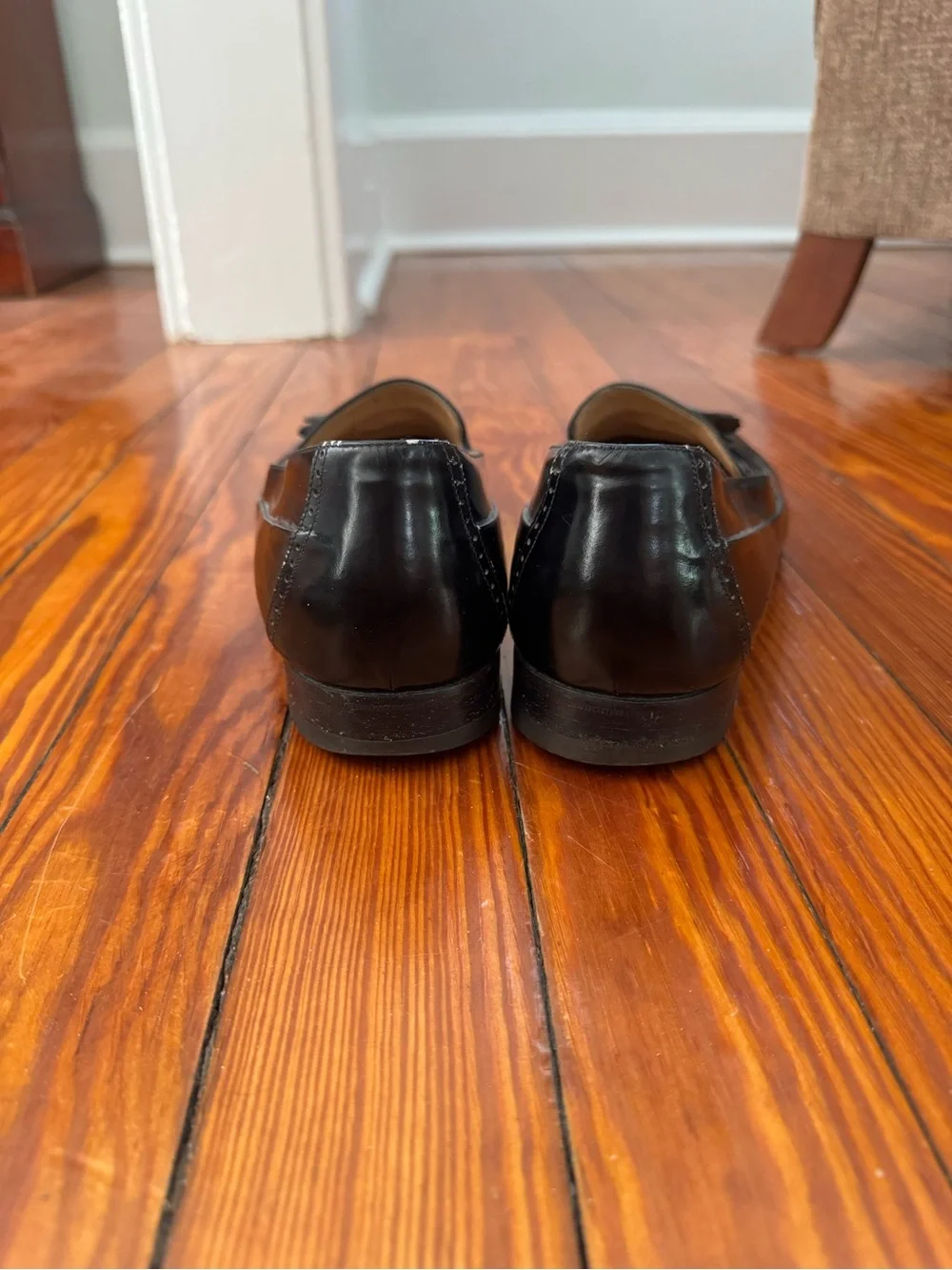 Bally Black Leather Tassel Slip-On Loafers